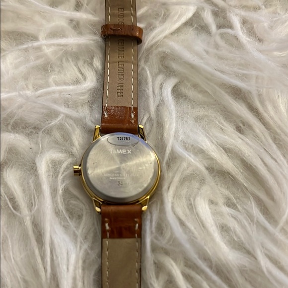 SOLD- Timex Gold Case Watch with Brown Leather Band - Picture 3 of 5